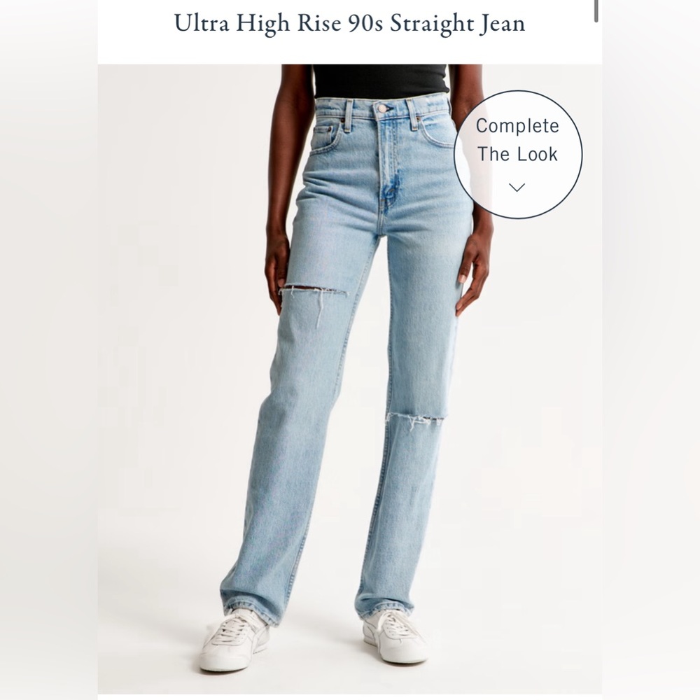 Abercrombie & Fitch Ultra High Rise 90’s Straight Distressed Denim Jeans
